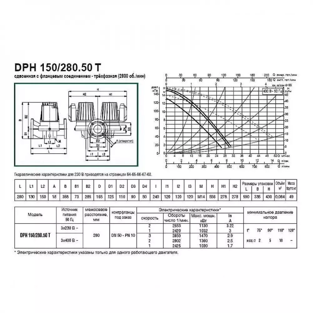 Насос циркуляционный промышленный DAB DPH 180/280.50 T, 505939622