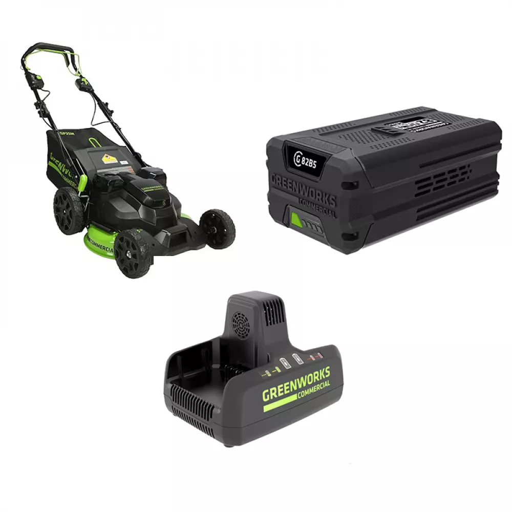 Greenworks GC82LM61S газонокосилка аккумуляторная с АКБ G82B5 (2 шт) и ЗУ G82C2 в комплекте