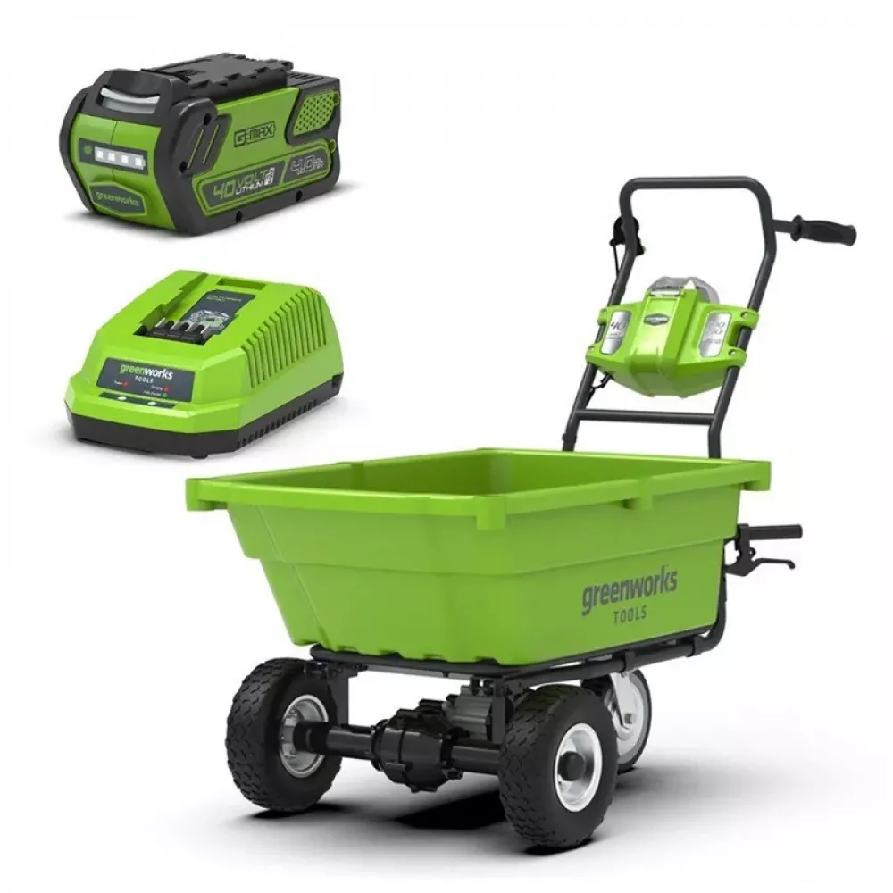 Садовая тележка самоходная Greenworks G40GCK4, 40V, 106 л, с 1хАКБ 4 А.ч и ЗУ, 7400007UB