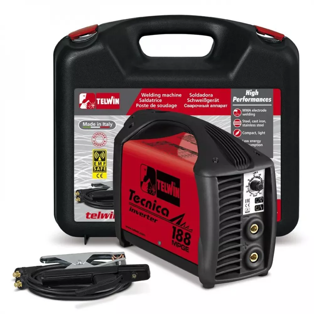 Сварочный аппарат с инвертором Telwin TECNICA 188 MPGE ACX+PLASTIC.C.CASE, 816212